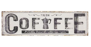 White Distressed Metal Coffee Sign