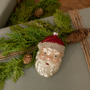 *Vintage Santa Head Ornament, set/3