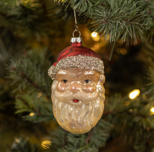 *Vintage Santa Head Ornament, set/3
