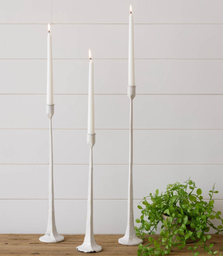 Hand Forged White Metal Candle Holders