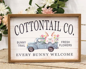 *Cottontail Co Bunny Truck Wood Framed Sign