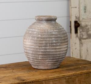 Ridged Terracotta Vase
