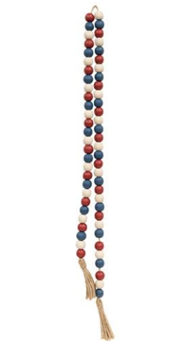 Red, White and Blue Bead Garland with Tassels