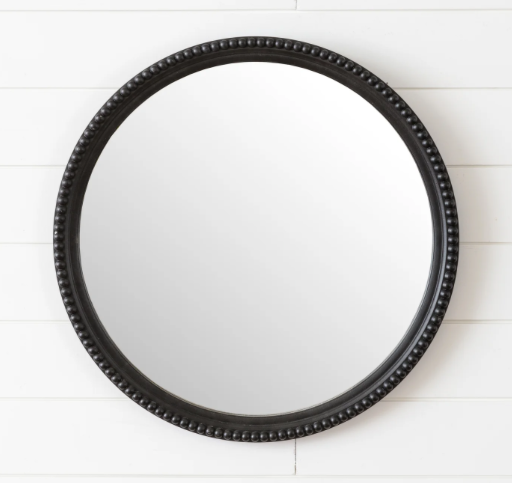 Black Beaded Round Mirror
