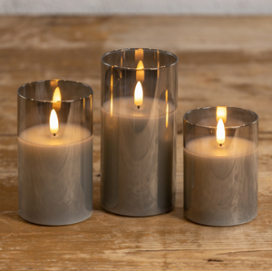 *Charcoal Glass 3D Flam Candle