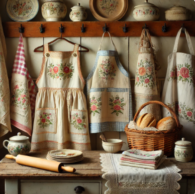 Tabliers, linge de maison, plaids, oreillers et coussins 