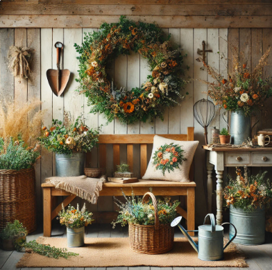 Couronnes, fleurs et verdure 