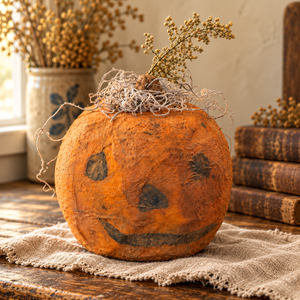 Handmade Primitive Paper-Mâché Pumpkins