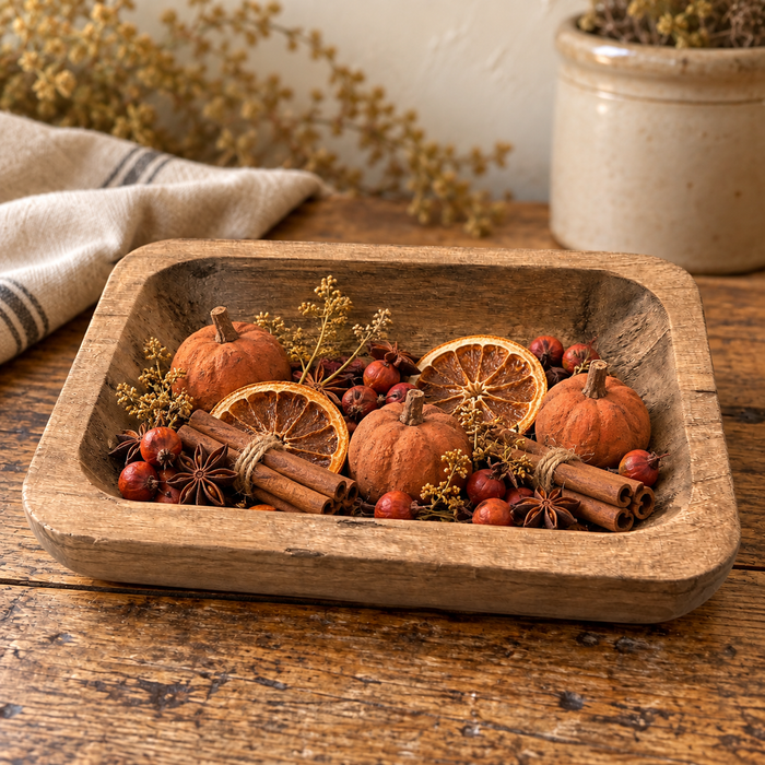 Small Rustic Wooden Dough Bowl