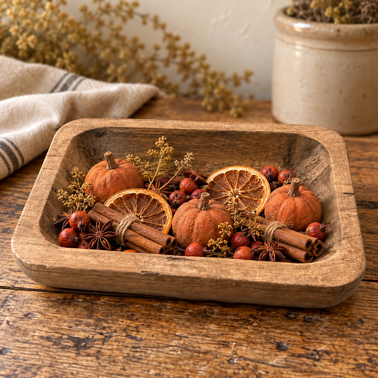 Small Rustic Wooden Dough Bowl
