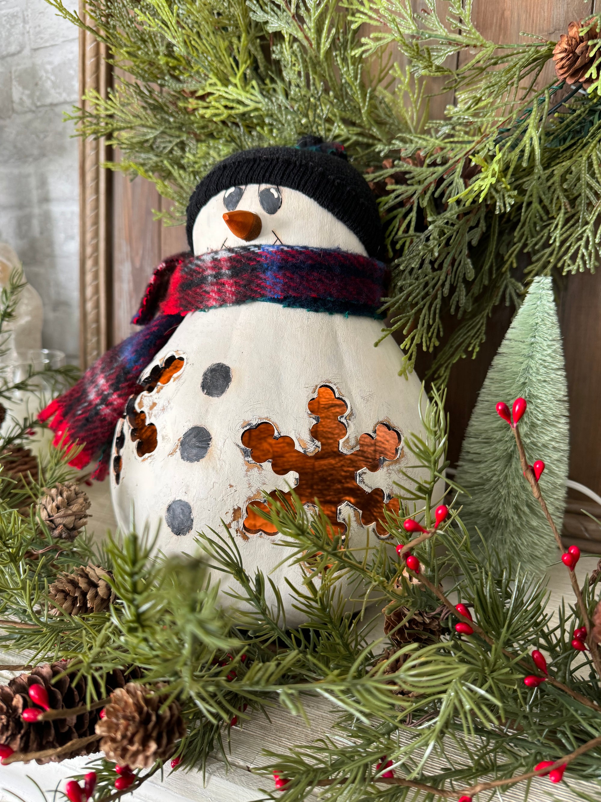 *Bonhomme de neige éclairé peint à la main