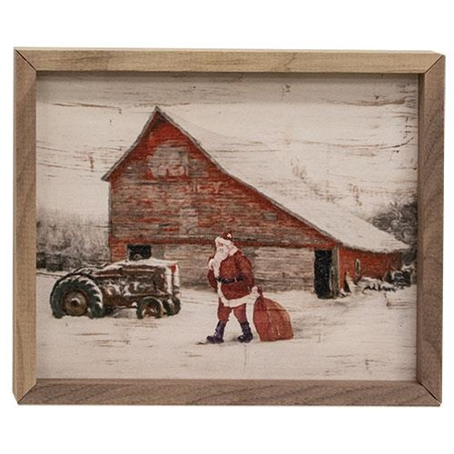 Santa on the Farm Framed Print