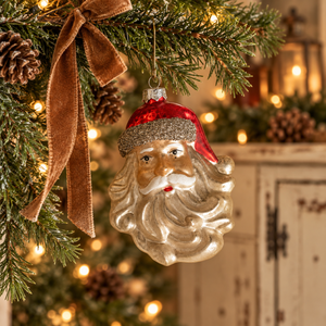 Santa Face with Glittered Hat Ornament
