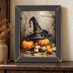 *Witch's Hat & Pumpkins Framed Print