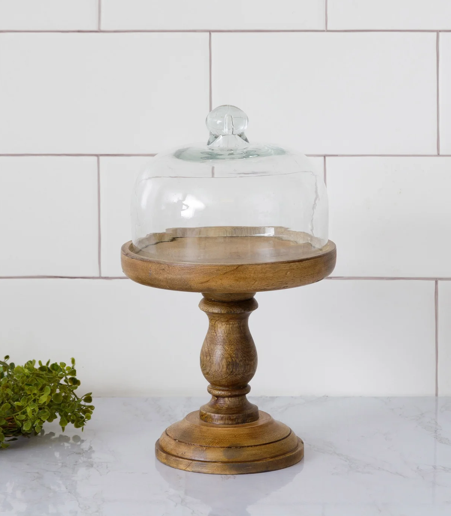 Mini Wood Cake Stand with Dome