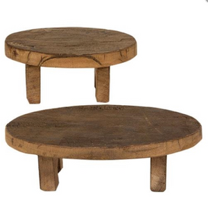 Distressed Wooden Oval Risers/ set of 2