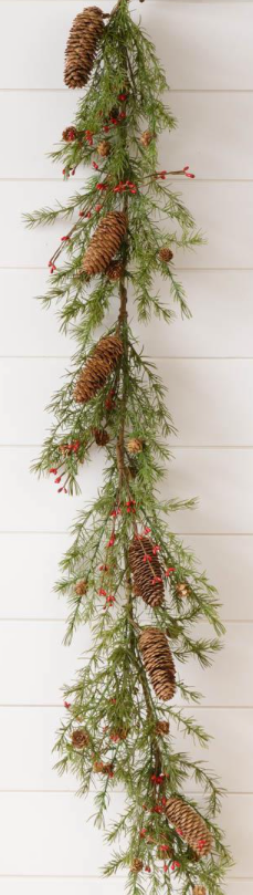 Evergreen Garland with Mini Cones and Berries