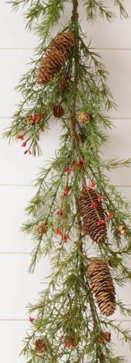 Evergreen Garland with Mini Cones and Berries