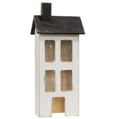Distressed Wooden Large White Light Up House