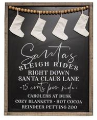 Santa's Sleigh Rides Framed Sign