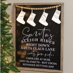 Santa's Sleigh Rides Framed Sign