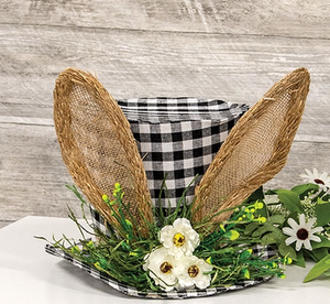 *Gingham Bunny Fabric Top Hat w/Floral