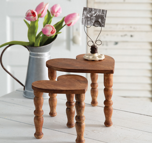 Set of Two Tabletop Heart Stools