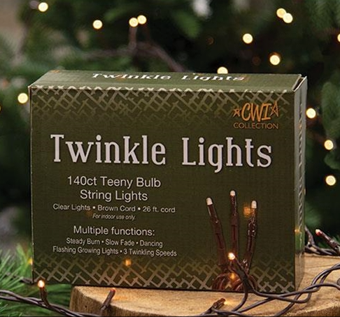 *Twinkle Lights, Brown Cord, 140 ct
