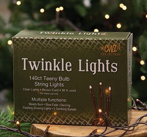 Twinkle Lights, Brown Cord, 140 ct