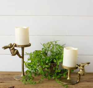 Gold Rabbit Candle Holders