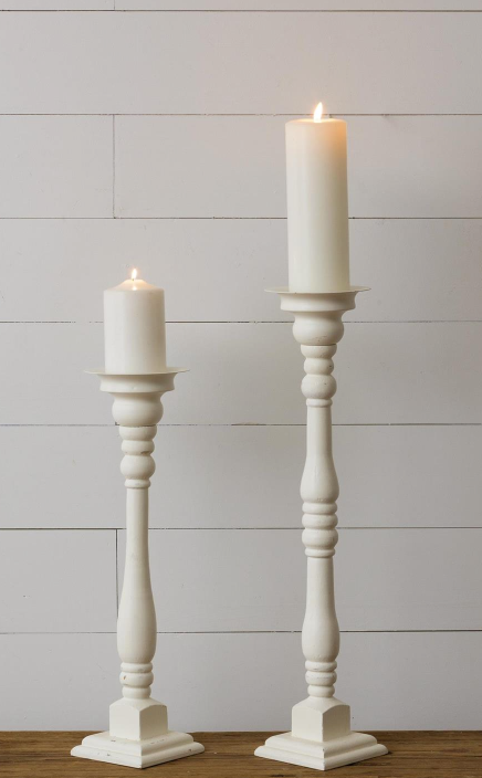 Antiqued Pillar Candle Holders