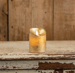 Moving Flame Gold Pillar Candle