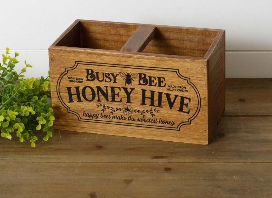 Busy Bee Honey Hive Wood Basket