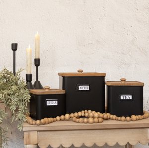 Metal Black Canister Set/ 3