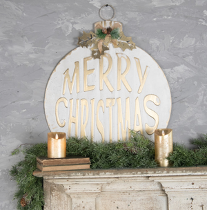 Gold & White Merry Christmas Sign