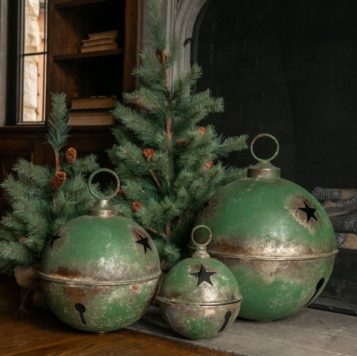 Green Star Sleigh Bells set of 3