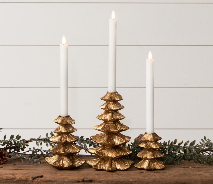 Gold Christmas Tree Candle Holder