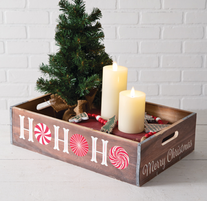 Ho Ho Ho Holiday Wood Crate