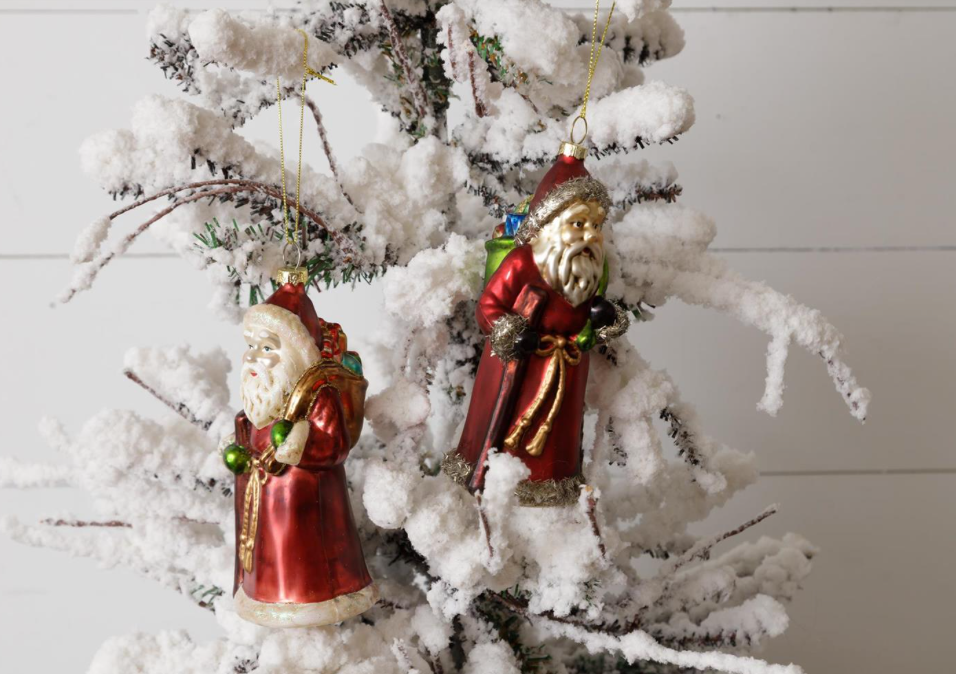 Vintage Glass Santas Ornament