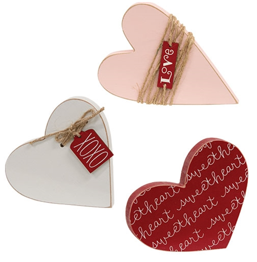 Distressed Wooden Sweetheart Sitters set of 3