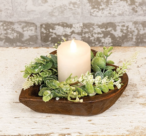 Carved Wood Sweet Heart Dough Bowl