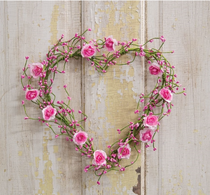 Pink Roses & Pip Berry Heart Wreath