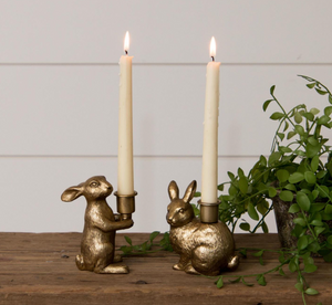 Tapered Candle Gold Bunny Holders