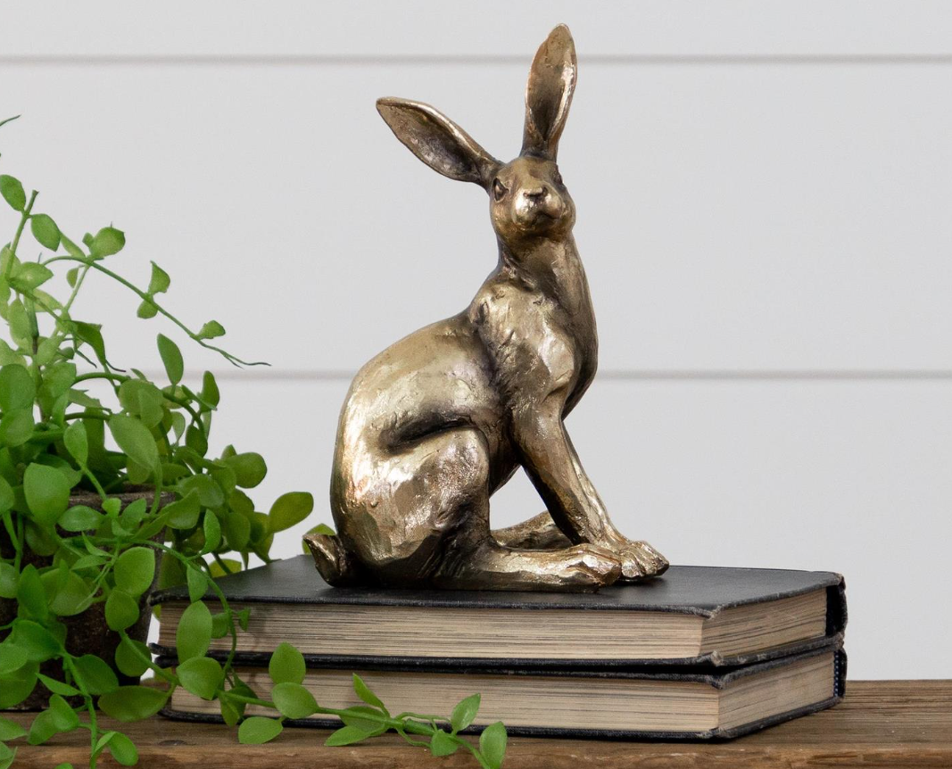 Sitting Brass Tone Bunny