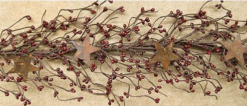 Burgundy Pip Garland with Stars