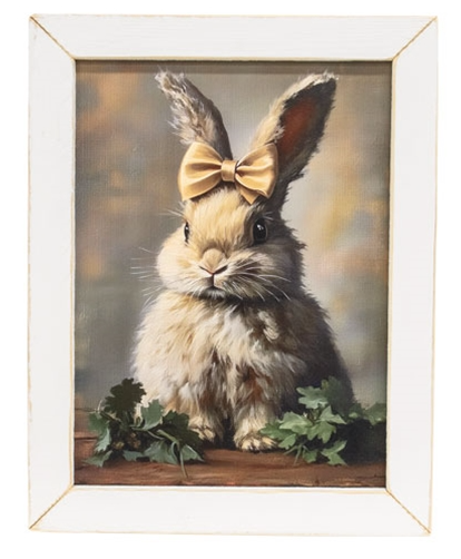 Golden Bow Bunny Portrait Framed Print