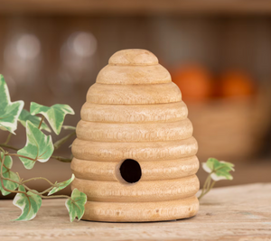 Small Carved Wood Tabletop Beehive