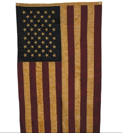 Embroidered Nylon Teastained American Flag w/Grommets