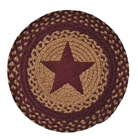 Burgundy Star Braided Mat - 15"