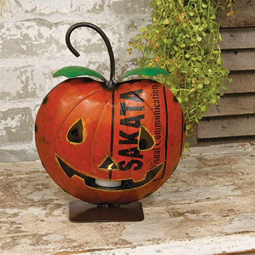 Recycled Metal Jack O Lantern Luminary